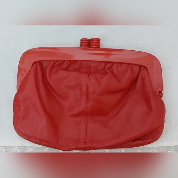 Red Italian Leather Purse, Trimingham Italian Leather Clutch - Picture 3 of 11